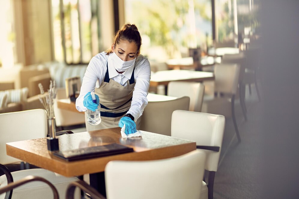 waitress-with-face-mask-disinfecting-restaurant-tables-due-coronavirus-pandemic_637285-11368